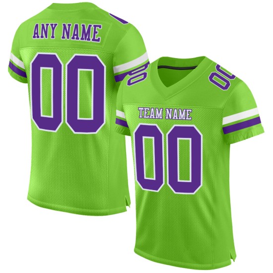 Voetbal Mesh Groen Jersey Custom Neon Paars-Wit Authentiek Voetbal Mesh Groen Jersey Custom Neon Paars-Wit Authentiek