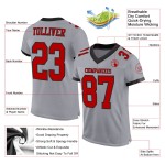 Authentiek voetbalshirt op maat gemaakt in mesh, grijs, rood en zwart Authentiek voetbalshirt op maat gemaakt in mesh, grijs, rood en zwart
