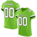 Aangepast groen voetbalshirt in wit-zwart authentiek neon mesh Aangepast groen voetbalshirt in wit-zwart authentiek neon mesh