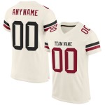 Voetbal Mesh Crème Zwart-Krimsrood Authentiek Jersey Aangepast Voetbal Mesh Crème Zwart-Krimsrood Authentiek Jersey Aangepast