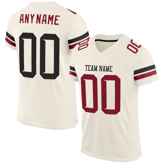 Voetbal Mesh Crème Zwart-Krimsrood Authentiek Jersey Aangepast Voetbal Mesh Crème Zwart-Krimsrood Authentiek Jersey Aangepast
