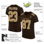 Mesh Jersey Custom Authentieke Oudbruine Goud-Witte Voetbal Mesh Jersey Custom Authentieke Oudbruine Goud-Witte Voetbal