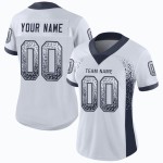 Marineblauwe Drift Football Mesh Wit Mode Jersey Op Maat Marineblauwe Drift Football Mesh Wit Mode Jersey Op Maat