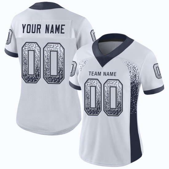 Marineblauwe Drift Football Mesh Wit Mode Jersey Op Maat Marineblauwe Drift Football Mesh Wit Mode Jersey Op Maat