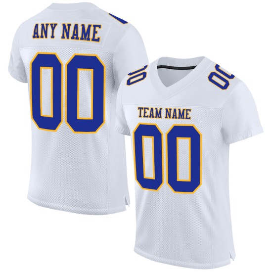 Voetbal Wit Authentiek Koninklijk-Goud Custom Mesh Jersey Voetbal Wit Authentiek Koninklijk-Goud Custom Mesh Jersey