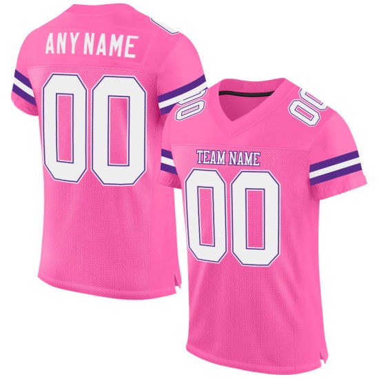 Authentieke voetbalshirts op maat, wit-paars roze mesh Authentieke voetbalshirts op maat, wit-paars roze mesh