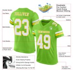 Wit-geelgroen neon mesh custom voetbalshirt authentiek Wit-geelgroen neon mesh custom voetbalshirt authentiek