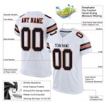 Custom Jersey Football Wit Mesh Authentiek Zwart-Oranje Custom Jersey Football Wit Mesh Authentiek Zwart-Oranje