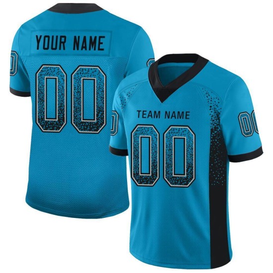 Voetbal Drift Blauw Zwart-Grijs Mesh Jersey Mode Aangepaste Panter Voetbal Drift Blauw Zwart-Grijs Mesh Jersey Mode Aangepaste Panter