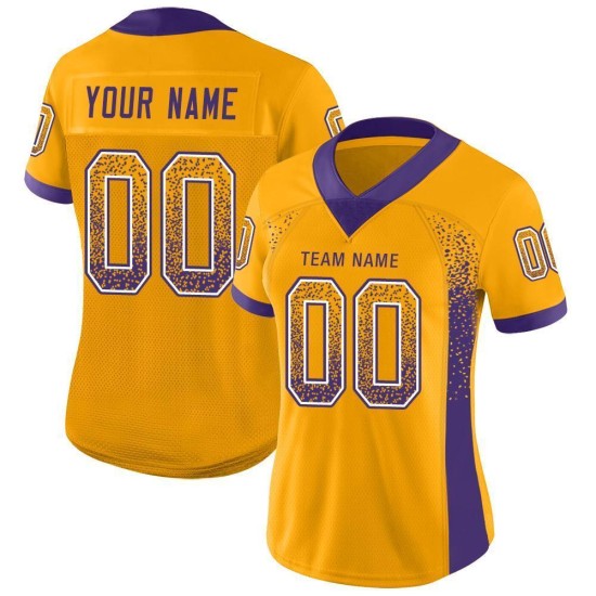 Voetbalshirt op maat paars-wit drift mode mesh goud Voetbalshirt op maat paars-wit drift mode mesh goud