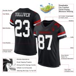 Authentiek op maat gemaakt mesh zwart wit-rood voetbalshirt Authentiek op maat gemaakt mesh zwart wit-rood voetbalshirt