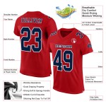 Jersey Football Marineblauw-Wit Mesh Rood Aangepast Authentiek Jersey Football Marineblauw-Wit Mesh Rood Aangepast Authentiek