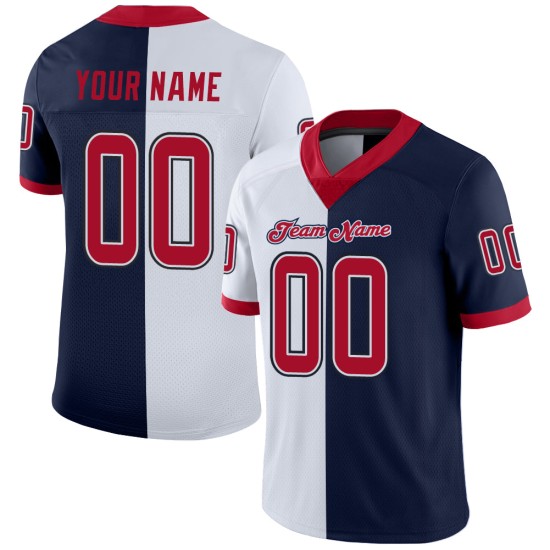 Jersey Fashion Football Rood-Wit Marineblauw Aangepast Mesh Split Jersey Fashion Football Rood-Wit Marineblauw Aangepast Mesh Split