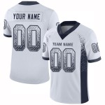 Marineblauwe Drift Football Mesh Wit Mode Jersey Op Maat Marineblauwe Drift Football Mesh Wit Mode Jersey Op Maat