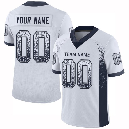 Marineblauwe Drift Football Mesh Wit Mode Jersey Op Maat Marineblauwe Drift Football Mesh Wit Mode Jersey Op Maat
