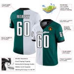 Mode op maat gemaakt middernachtgroen shirt met wit-zwart mesh voetbalsplit Mode op maat gemaakt middernachtgroen shirt met wit-zwart mesh voetbalsplit