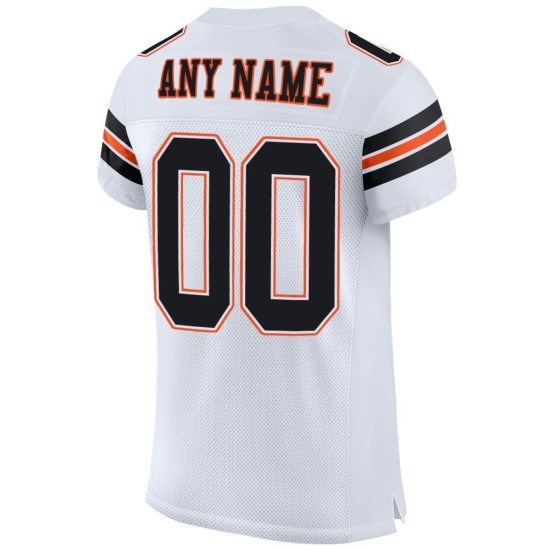 Custom Jersey Football Wit Mesh Authentiek Zwart-Oranje Custom Jersey Football Wit Mesh Authentiek Zwart-Oranje