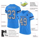Poedergrijs-marineblauw aangepast voetbalshirt met mesh, authentiek blauw Poedergrijs-marineblauw aangepast voetbalshirt met mesh, authentiek blauw