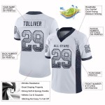 Marineblauwe Drift Football Mesh Wit Mode Jersey Op Maat Marineblauwe Drift Football Mesh Wit Mode Jersey Op Maat