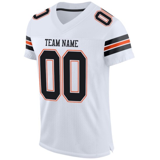 Custom Jersey Football Wit Mesh Authentiek Zwart-Oranje Custom Jersey Football Wit Mesh Authentiek Zwart-Oranje
