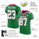 Groen Mesh Gras Jersey Wit-Roze Authentieke Voetbal Custom Groen Mesh Gras Jersey Wit-Roze Authentieke Voetbal Custom