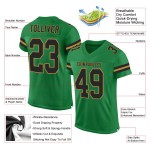 Goudkleurig shirt op maat gemaakt zwart-oudgroen authentiek voetbalmesh gras Goudkleurig shirt op maat gemaakt zwart-oudgroen authentiek voetbalmesh gras