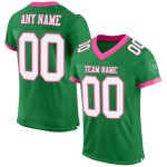 Groen Mesh Gras Jersey Wit-Roze Authentieke Voetbal Custom Groen Mesh Gras Jersey Wit-Roze Authentieke Voetbal Custom