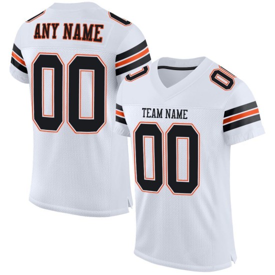 Custom Jersey Football Wit Mesh Authentiek Zwart-Oranje Custom Jersey Football Wit Mesh Authentiek Zwart-Oranje
