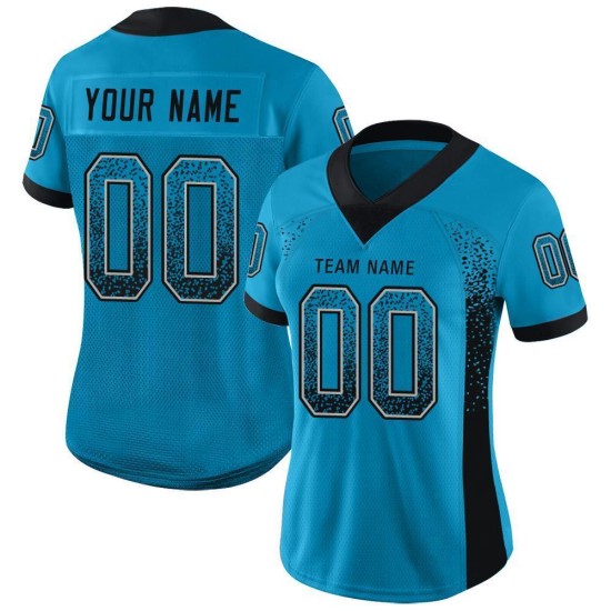 Voetbal Drift Blauw Zwart-Grijs Mesh Jersey Mode Aangepaste Panter Voetbal Drift Blauw Zwart-Grijs Mesh Jersey Mode Aangepaste Panter