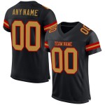 Jersey Goud-Rood Mesh Voetbal Authentiek Zwart Oud Aangepast Jersey Goud-Rood Mesh Voetbal Authentiek Zwart Oud Aangepast