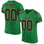 Goudkleurig shirt op maat gemaakt zwart-oudgroen authentiek voetbalmesh gras Goudkleurig shirt op maat gemaakt zwart-oudgroen authentiek voetbalmesh gras