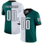 Mode op maat gemaakt middernachtgroen shirt met wit-zwart mesh voetbalsplit Mode op maat gemaakt middernachtgroen shirt met wit-zwart mesh voetbalsplit