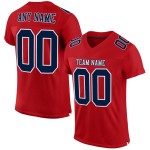 Jersey Football Marineblauw-Wit Mesh Rood Aangepast Authentiek Jersey Football Marineblauw-Wit Mesh Rood Aangepast Authentiek