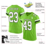 Aangepast groen voetbalshirt in wit-zwart authentiek neon mesh Aangepast groen voetbalshirt in wit-zwart authentiek neon mesh