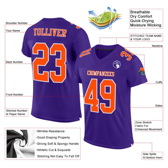 Authentiek paars voetbalshirt met aangepaste oranje-witte mesh Authentiek paars voetbalshirt met aangepaste oranje-witte mesh