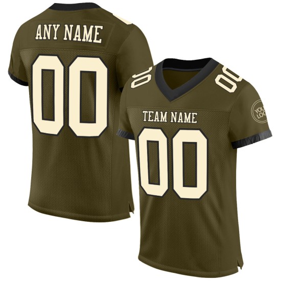 Salute Jersey Football Authentieke Mesh Naar Crème-Zwarte Aangepaste Olijf Service Salute Jersey Football Authentieke Mesh Naar Crème-Zwarte Aangepaste Olijf Service