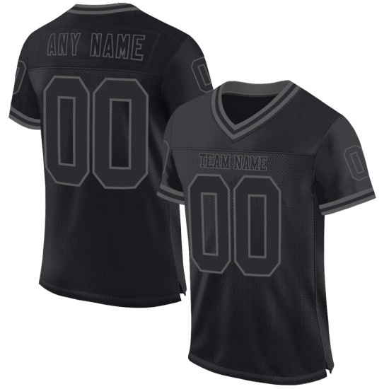 Jersey Football Authentic Grijs Throwback Custom Mesh Zwart Staal Jersey Football Authentic Grijs Throwback Custom Mesh Zwart Staal