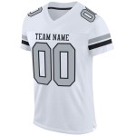 Jersey Football Mesh Authentiek Zilver-Zwart Wit Aangepast Jersey Football Mesh Authentiek Zilver-Zwart Wit Aangepast