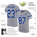 Jersey Lichtgrijs Authentiek Koninklijk-Wit Mesh Custom Football Jersey Lichtgrijs Authentiek Koninklijk-Wit Mesh Custom Football